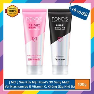 [ Mới ] Sữa Rửa Mặt Pond's 3X Sáng Mướt  Với Niacinamide & Vitamin C, Không Gây Khô Da 100g