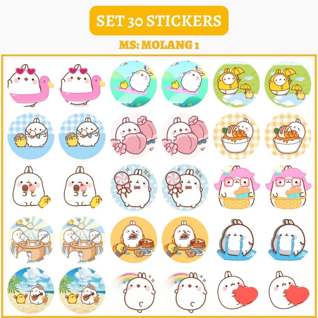 🔥SET 30 HÌNH DÁN STICKERS - THỎ MOLANG 🔥