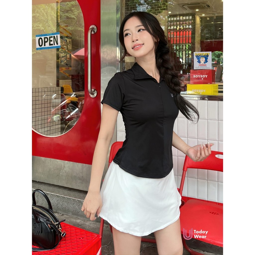 Set bộ đồ thể thao nữ áo Lia Top đen mix chân váy Lina Skirt trắng Today U Wear cầu lông tennis pickleball bóng bàn | BigBuy360 - bigbuy360.vn
