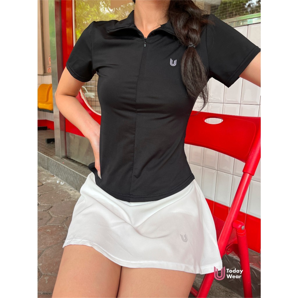 Set bộ đồ thể thao nữ áo Lia Top đen mix chân váy Lina Skirt trắng Today U Wear cầu lông tennis pickleball bóng bàn | BigBuy360 - bigbuy360.vn
