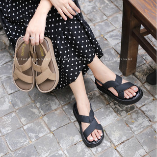 Giày Bánh Mì - Giày Sandal Đế Độn Quai Chéo Đế Su Mềm Cao 4p