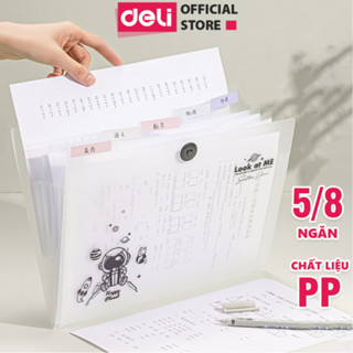 Cặp File Tài Liệu A4 Deli Túi Đựng Tài Liệu Hồ Sơ 8 Ngăn Túi Hồ Sơ Văn Phòng File Lưu Trữ Đa Năng Trong Suốt Cute