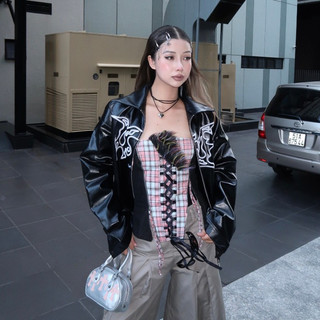 ÁO KHOÁC ISME EMBROIDERED LEATHER BOMBER JACKET