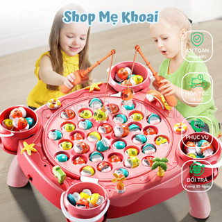 Đồ chơi câu cá điện nam châm cho bé, trò chơi câu cá cho trẻ em, 45 con cá, 8 cần câu, đồ chơi cho bé 2, 3, 4, 5, 6 tuổi