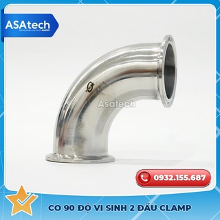 Co 90 độ vi sinh 2 đầu clamp inox 304/316l, cút 90 độ, phụ kiện vi sinh thương hiệu carten pipe