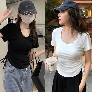 Áo thun babytee kiểu nữ cổ tròn dây rút điều chỉnh 2 bên SUPERGENZ
