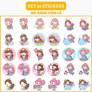 🔥set 30 hình dán stickers - nàng tiên cá🔥