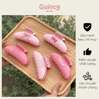 [Đọc mô tả] Kẹp Tóc Màu Hồng Kẹo Ngọt Đính Charm Custom Gắn Tên ✨