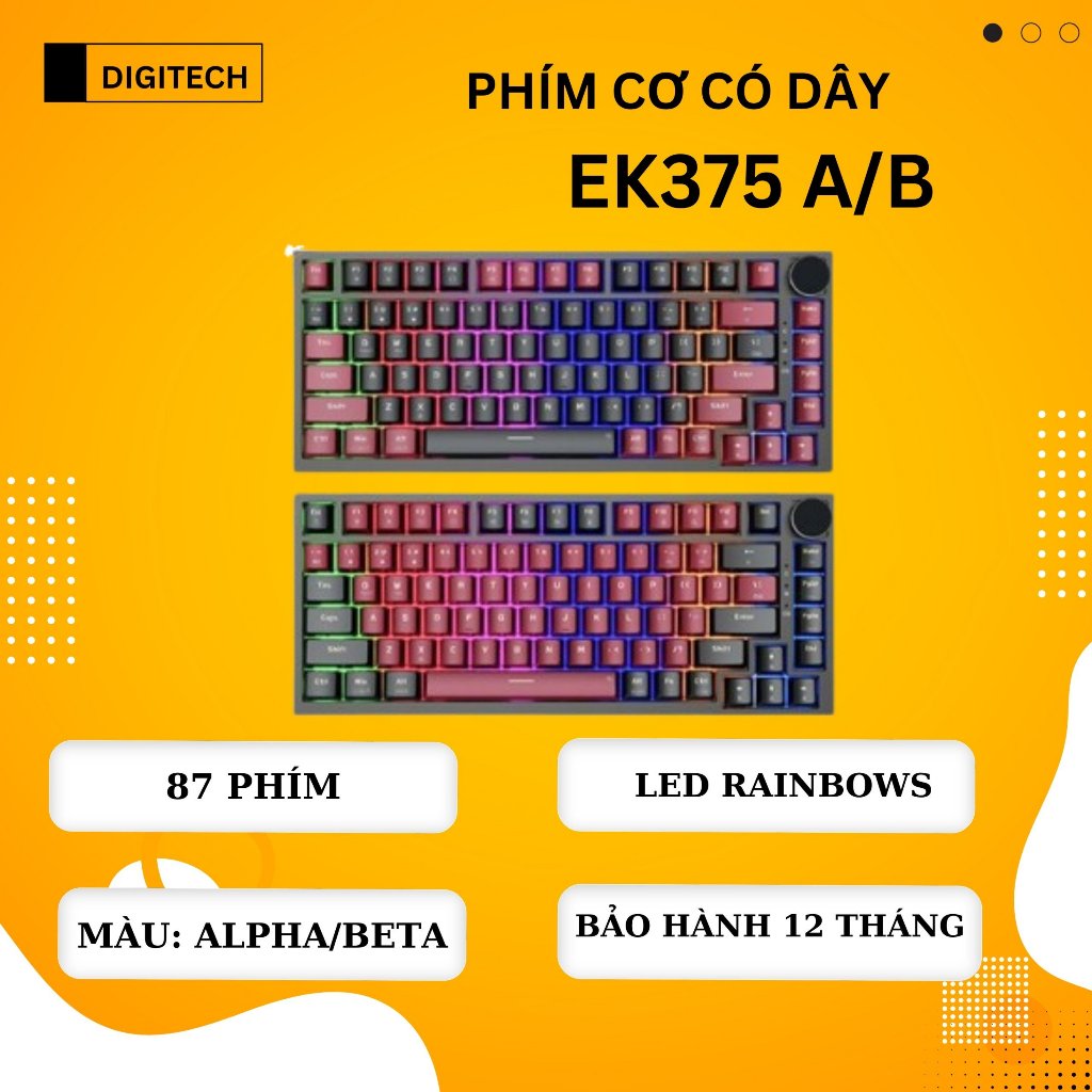 Bàn phím gaming, bàn phím máy tính cơ chơi game có dây E-Dra EK375 Alpha - Beta hàng chính hãng bảo 