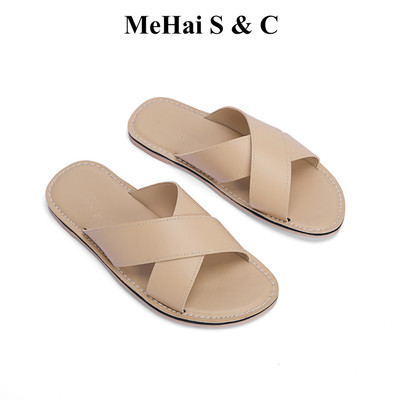 MHN13 - Dép Lê Nữ  Thời Trang Mehai S & C  Quai Chéo Da PU Cao Cấp Đế Cao Su Chống Trơn