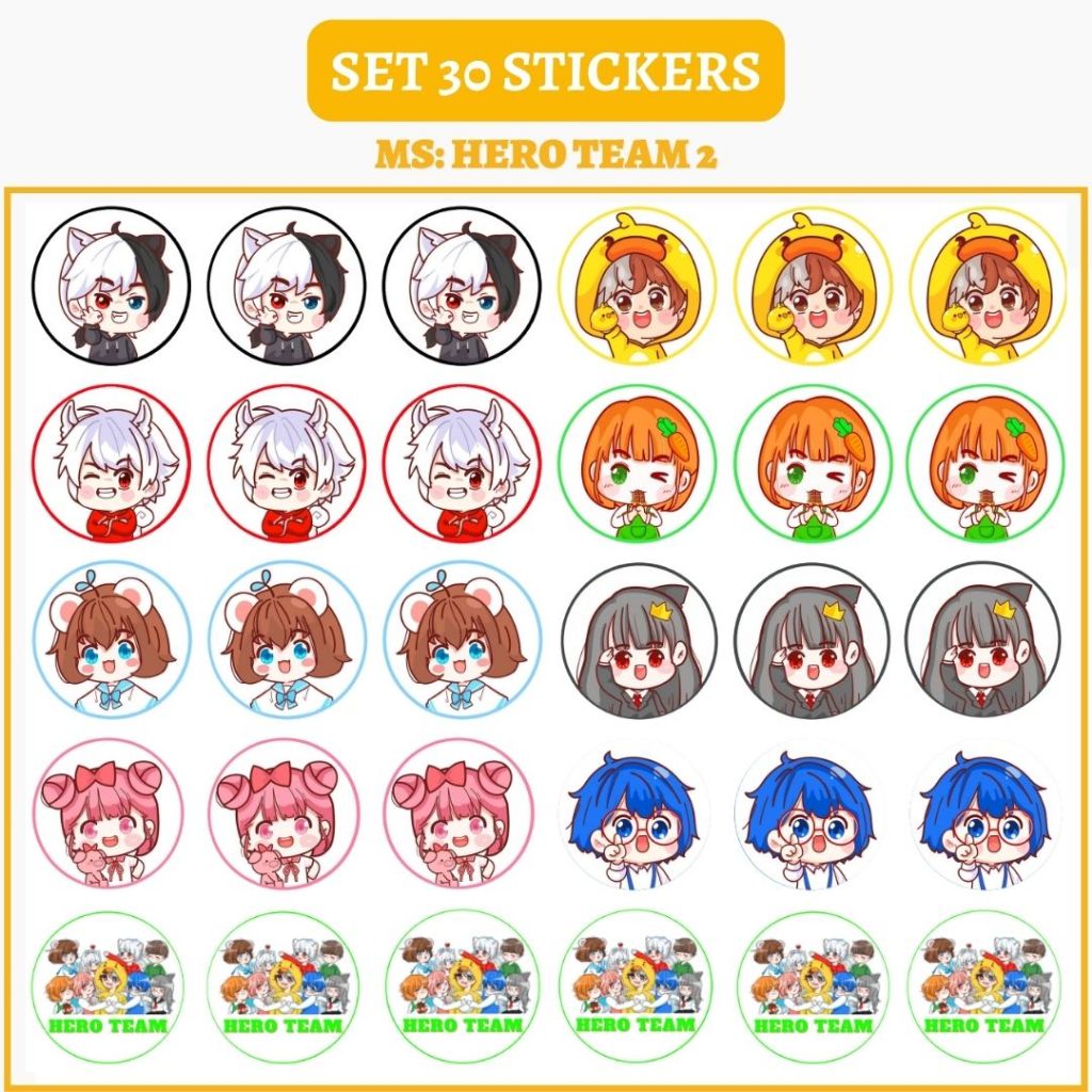🔥SET 30 HÌNH DÁN STICKERS -  HERO TEAM 🔥