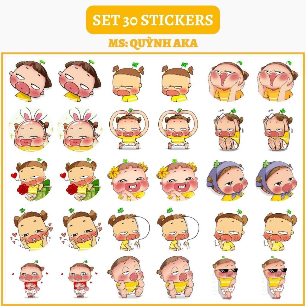 🔥SET 30 HÌNH DÁN STICKERS - QUỲNH AKA 🔥