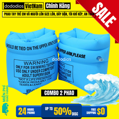 Phao Tay Trẻ Em Và Người Lớn Chính Hãng Cao Cấp, Size Lớn, Dày Dặn, Túi Khí Kép, An Toàn – 2 Chiếc Phao Tập Bơi