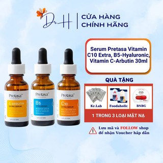 Serum Pretasa Vitamin C10 Extra, B5-Hyaluronic, Vitamin C-Arbutin 30ml dưỡng da trắng sáng, phục hồi, mờ thâm