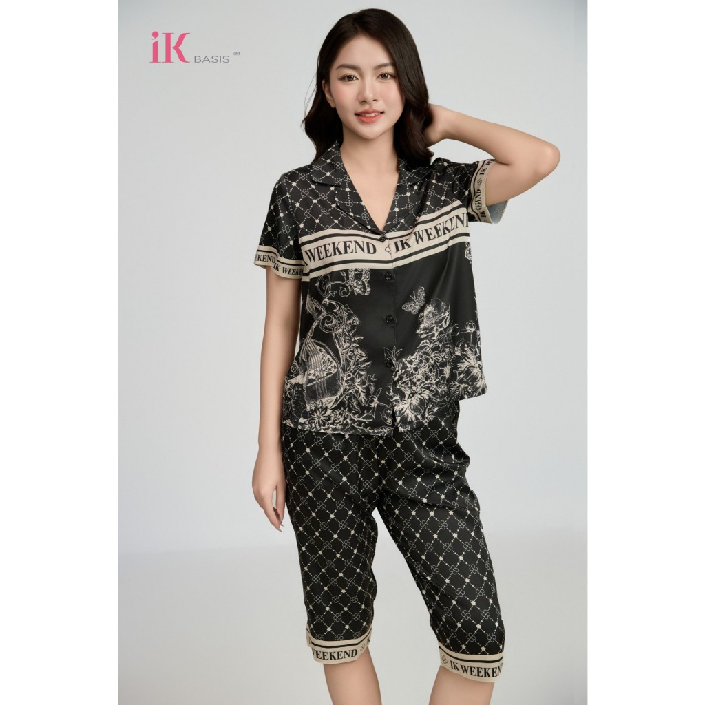 Set pijama iK lụa luxury cao cấp dành cho nữ, dáng áo cộc quần ngố, chất mềm mịn thoáng mát cho mùa 
