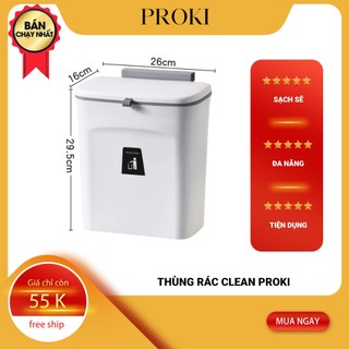 Thùng rác dán tường Clean Proki có nắp đậy không ruột Đựng Rác tiện dụng treo bếp, dán tường