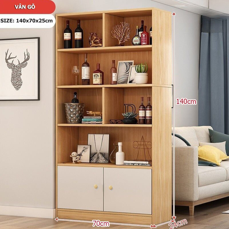 Tủ sách gỗ đa năng, tủ gỗ chữ U để đồ nhiều tầng, giá sách đứng trưng bày trang trí gỗ MDF , có ngăn tủ, đựng đồ | BigBuy360 - bigbuy360.vn