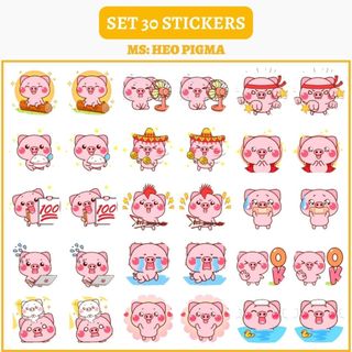 🔥SET 30 HÌNH DÁN STICKERS - HEO PIGGY / PIGMA 🔥