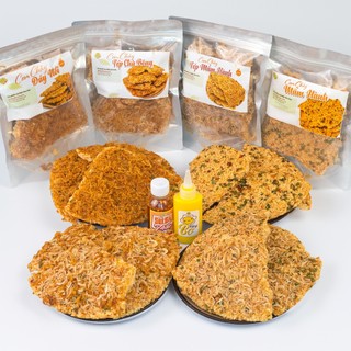 COMBO CƠM CHÁY TỨ VỊ: Cơm Cháy Đáy Nồi và Cơm Cháy Tép (Tặng Sốt Gỏi Thái & Bơ Hột Gà) Bếp Chè Thái