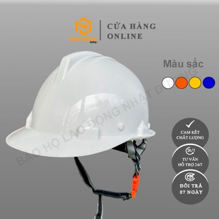Mũ bảo hộ lao động Nhật Dương khóa vặn N001 màu trắng cam nón bảo hộ công nhân kĩ sư công trình đặt tiêu chuẩn TCVN