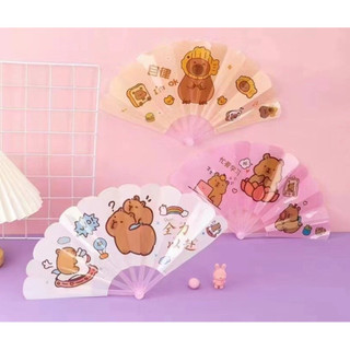 Quạt xòe hình capy bara cute