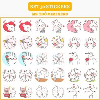 🔥SET 30 HÌNH DÁN STICKERS - THỎ MIMI NEKO 🔥