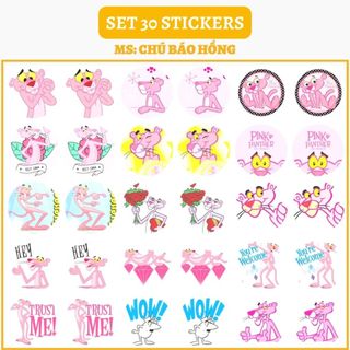 🔥SET 30 HÌNH DÁN STICKERS - CHÚ BÁO HỒNG 🔥