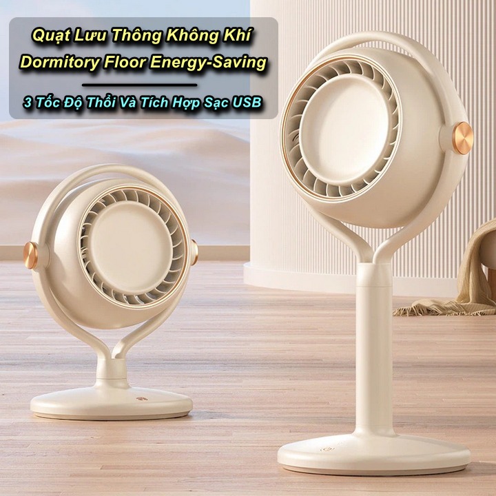 Quạt Lưu Thông Không Khí Dormitory Floor Energy-Saving Cao Cấp 3 Tốc Độ Thổi Và Tích Hợp Sạc USB - K