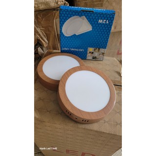 Đèn led ốp nổi trần vân gỗ 12w tròn, sáng trắng