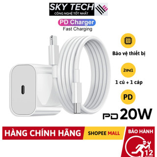 Bộ Củ Cáp Sạc Nhanh PD 20W An Toàn Ổn Định Bảo Vệ Thiết Bị Không Nóng Máy Chính Hãng Sky Tech
