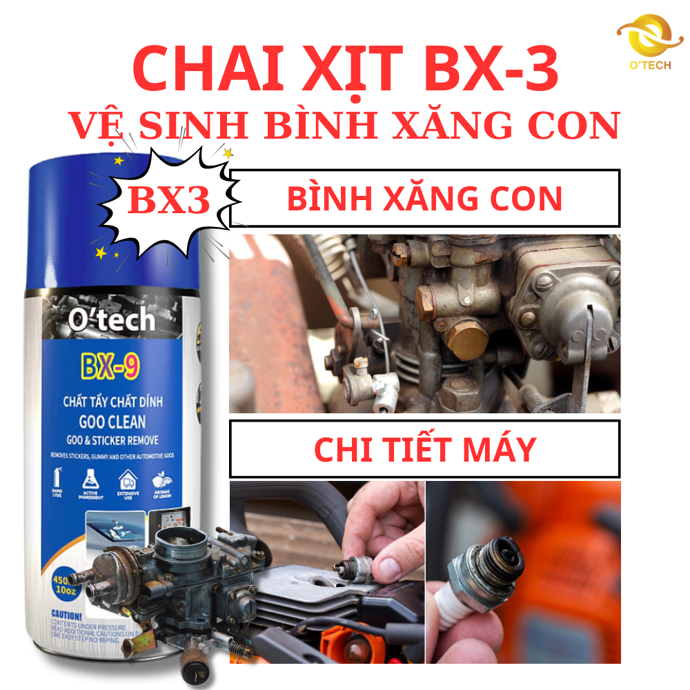 Bình xịt Vệ Sinh Bình Xăng Con làm sạch động cơ, chi tiết máy (Otech BX3) 450ml