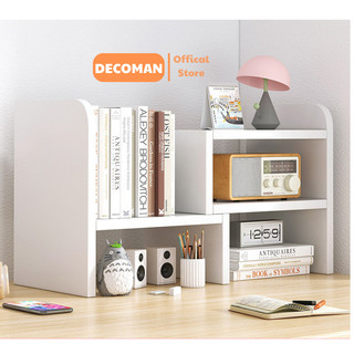 Kệ giá sách mini gỗ MDF trang trí decor để bàn học làm việc tùy chỉnh kích thước đa năng đựng đồ sách vở DECOMAN - H07