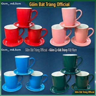   10 MÀU  Cốc Bầu Có Quai 300ml Bát Tràng Ly Tách Cafe Gốm Sứ Bát Tràng Cao Cấp 