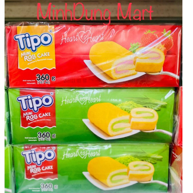 Bánh bông Lan Tipo cuộn dâu và cốm 360g