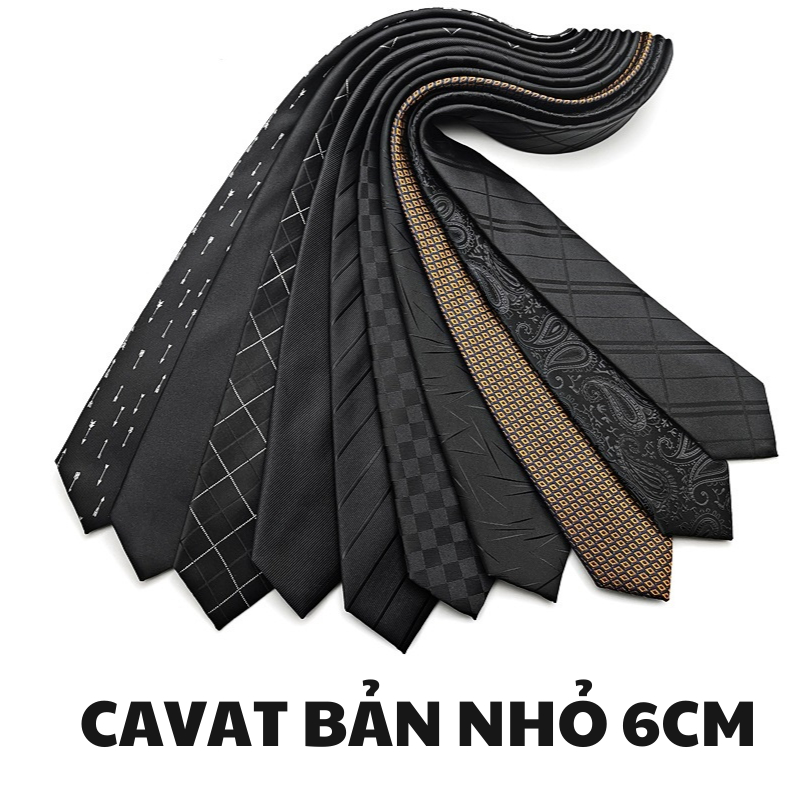 Cavat Nam Adam88 màu đen bản nhỏ 6cm phong cách Hàn Quốc, Cravat cao cấp, Cà vạt công sở, Calavat chú rể, Ca vát nghệ sĩ