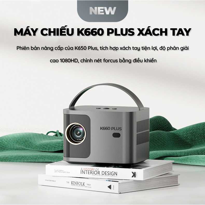 Máy Chiếu Mini KAW K660 Plus Chính Hãng Độ Sáng Cao 4K Full HD Kết Nối Đa Dạng Thiết Bị Qua Bluetooth, HDMI, WiFi
