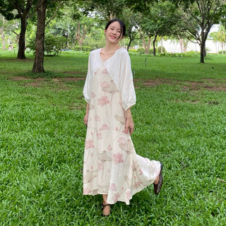 ĐINH - Đầm tơ phối tay đuôi cá - osu