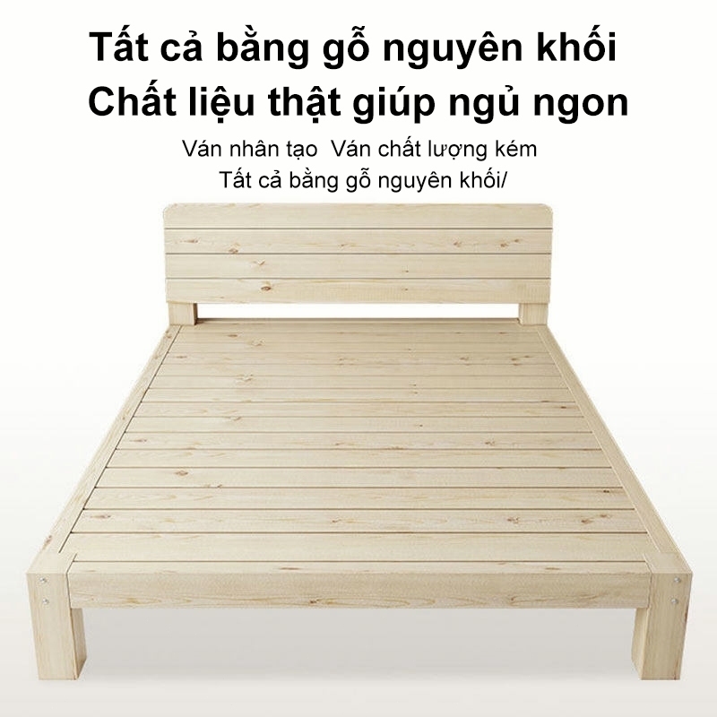 ALVIN Giường gỗ tự nhiên hiện đại, đơn giản cho gia đình, giường đôi 1.8m dày dặn, phù hợp cho phòng ngủ chính | BigBuy360 - bigbuy360.vn