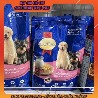 Thức ăn cho chó con Smartheart vị bò và sữa 1,3kg