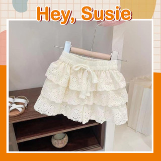 Hey Susie V3241-Chân Váy Chất Liệu Thô Ren Xòe Tầng Màu Kem Cho Bé Gái Từ 8-21kg