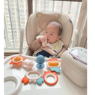 Bộ xúc xắc gặm nướu hộp chim cánh cụt 9 chi tiết  màu Hàn Quốc siêu xinh tiệt trùng ở nhiệt độ cao