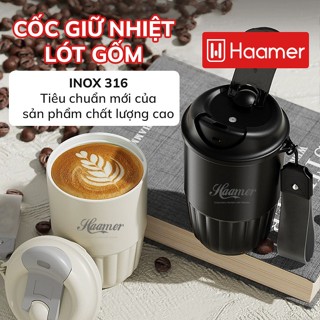 Cốc giữ nhiệt Hammer, Inox 316 cao cấp Lót gốm, An toàn thực phẩm, Dung tích 410ml Nhỏ gọn tiện lợi - B013