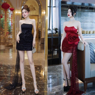 Đầm body cúp ngực đính hoa to xinh xắn