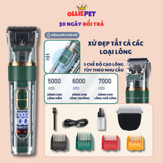 Tông đơ cạo lông chó mèo đa năng, pin trâu, màn hình LED, lưỡi sứ chống ồn, chống thấm nước, cạo tất cả các loại lông