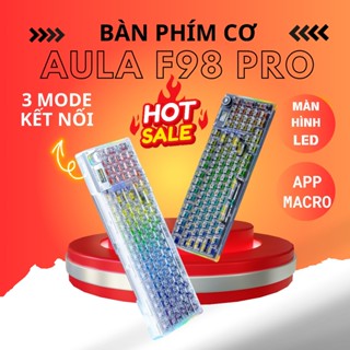 Bàn Phím Cơ Bluetooth Trong Suốt Aula F98 PRO LED RGB, Màn Hình LED tuỳ chỉnh, Switch HOTSWAP. Bảo Hành 12 Tháng