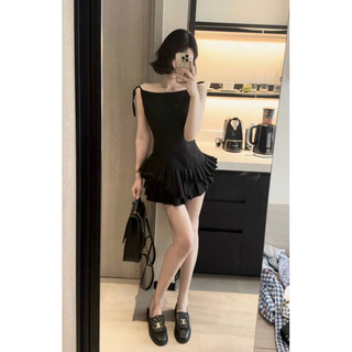 [CÓ SẴN] ĐẦM ĐEN 2S CỘT VAI CỔ VUÔNG LAI TẦNG DẬP LY