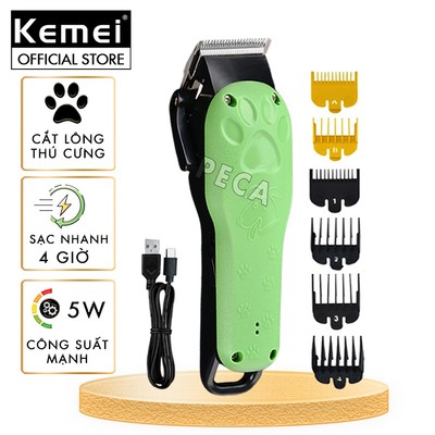 Tông đơ cắt lông thú cưng không dây Kemei KM-CW10 chuyên nghiệp công suất mạnh 5W sạc nhanh USB - Hàng chính hãng