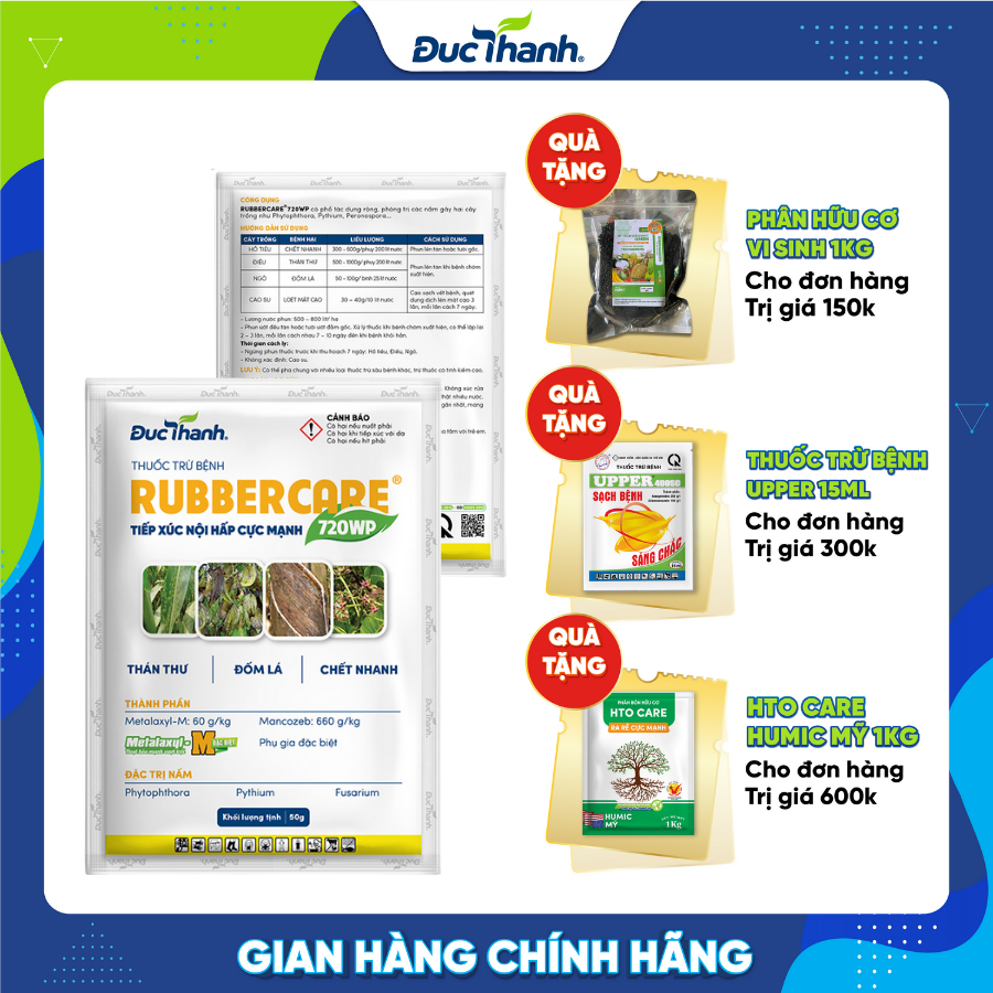 Chế phẩm tr.ừ nấm bệnh RUBBERCARE 720WP - Thổi bay nấm bệnh - Đẹp trái khoẻ cành