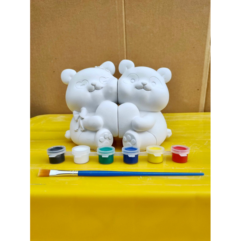 Tượng thạch cao cặp đôi gấu trúc size to cao 17cm