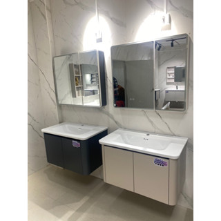 Bộ tủ lavabo phòng tắm full kính đèn led  cảm ứng cao cấp, chất nhôm tổ ong kháng nước,lavabo rửa mặt không kèm vòi